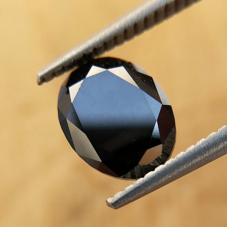 2.55 Ct Oval Rose Cut Black Natural Salt and Pepper Diamond