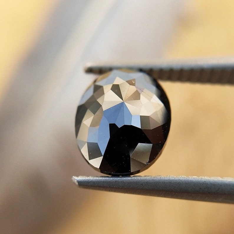 2.55 Ct Oval Rose Cut Black Natural Salt and Pepper Diamond