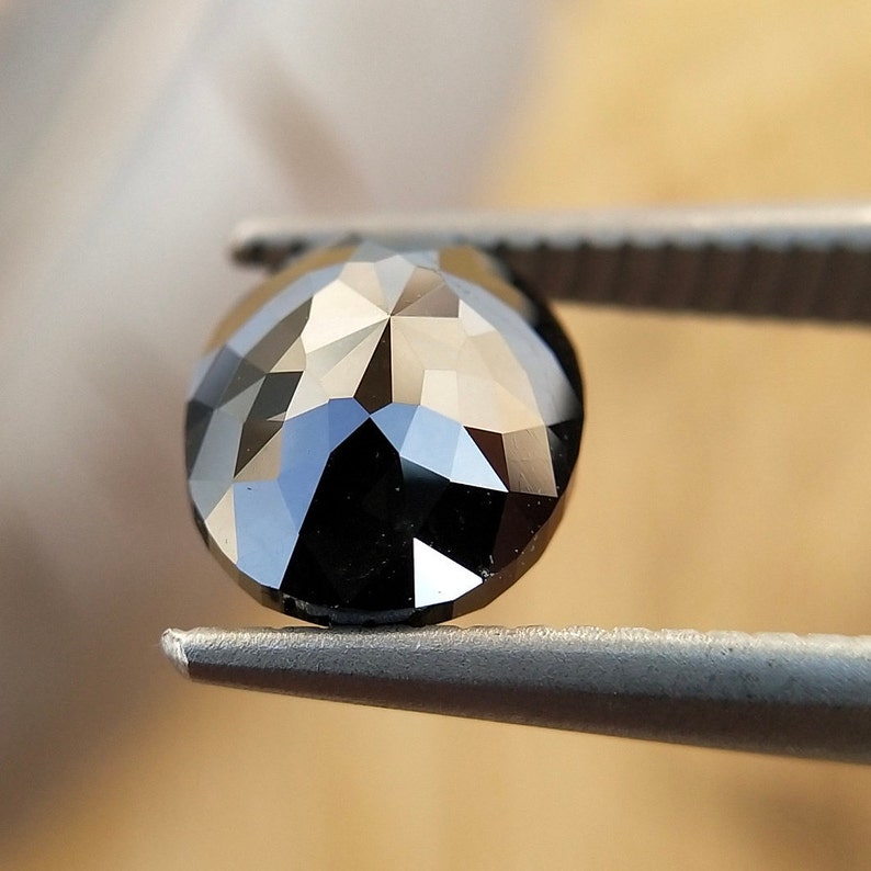 2.55 Ct Oval Rose Cut Black Natural Salt and Pepper Diamond