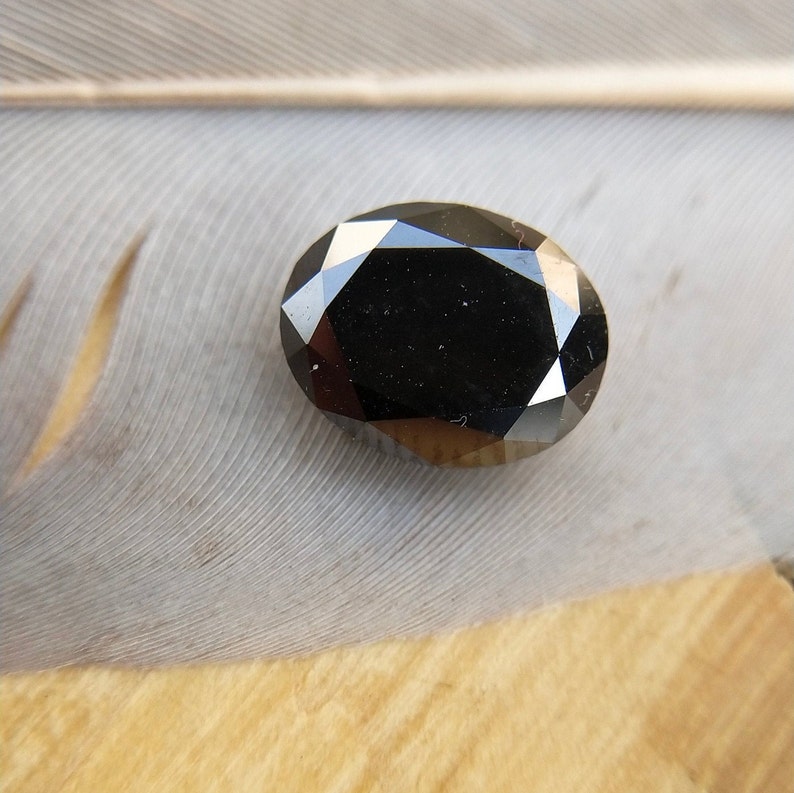 2.55 Ct Oval Rose Cut Black Natural Salt and Pepper Diamond