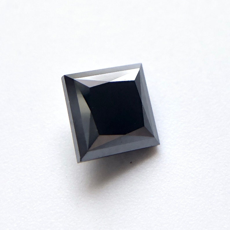 1.09 Ct Princess Rose Cut Black Natural Loose Diamond