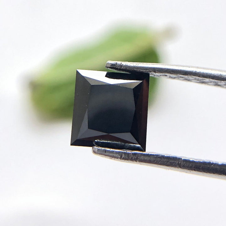 1.09 Ct Princess Rose Cut Black Natural Loose Diamond