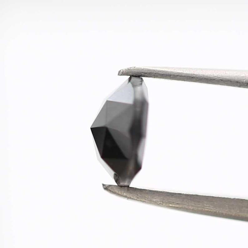 2 Ct Round Rose Cut Black Natural Fancy Diamond