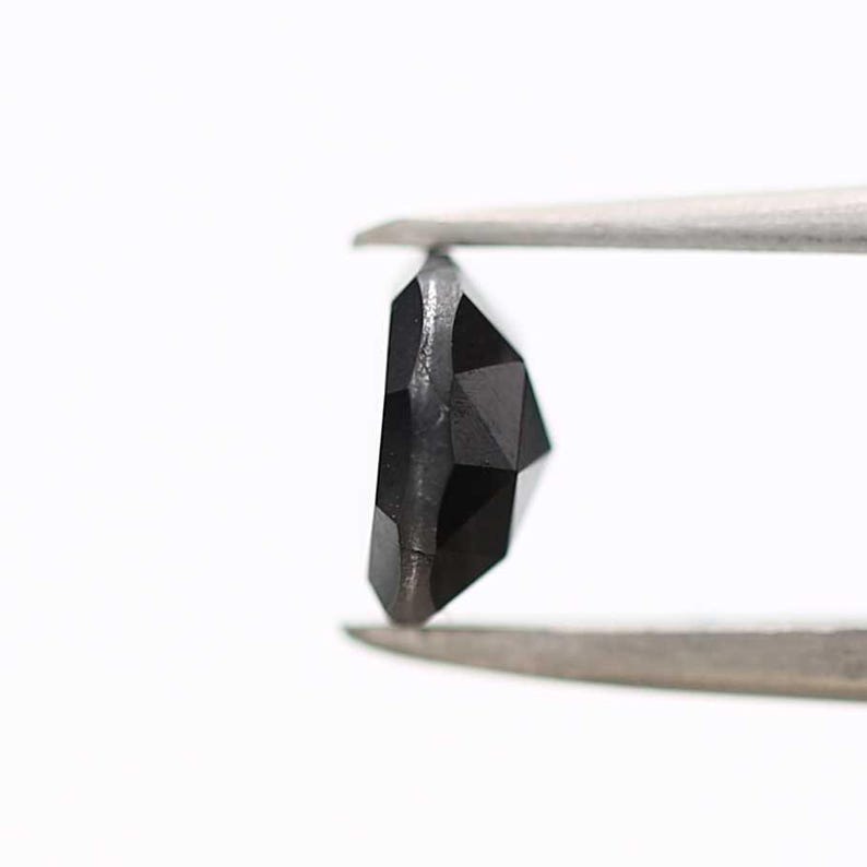 2 Ct Round Rose Cut Black Natural Fancy Diamond