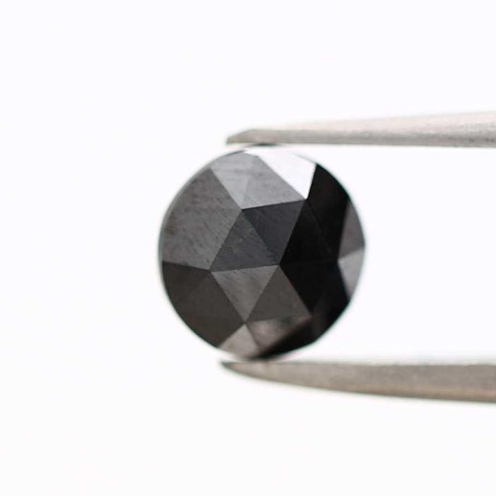 2 Ct Round Rose Cut Black Natural Fancy Diamond