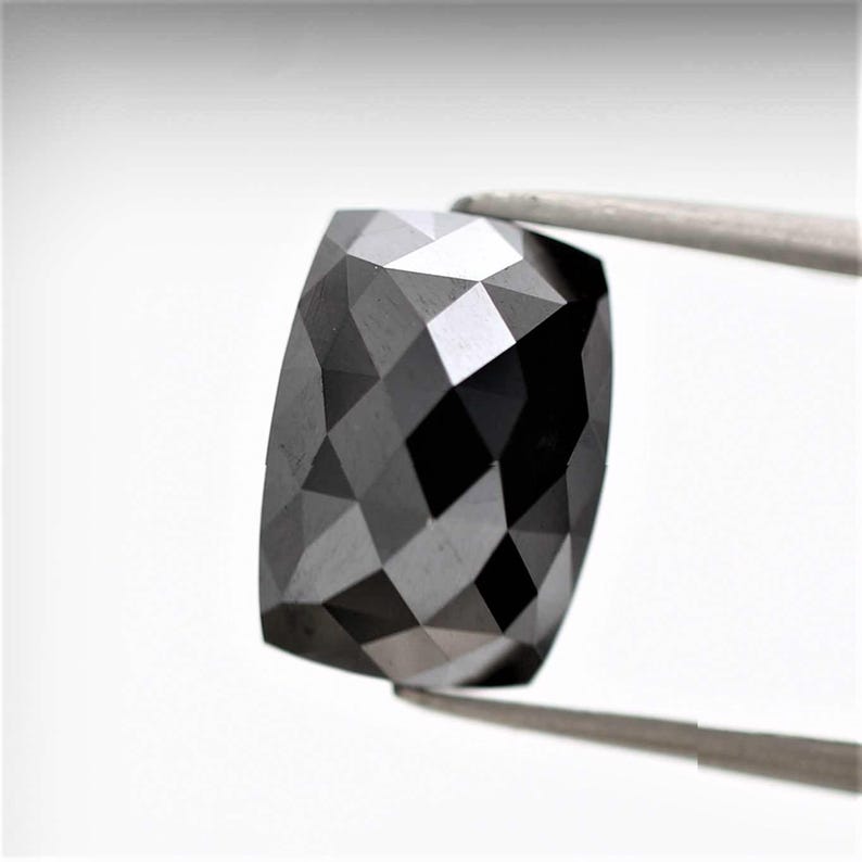 4 Ct Square Rose Cut Black Natural Fancy Diamond
