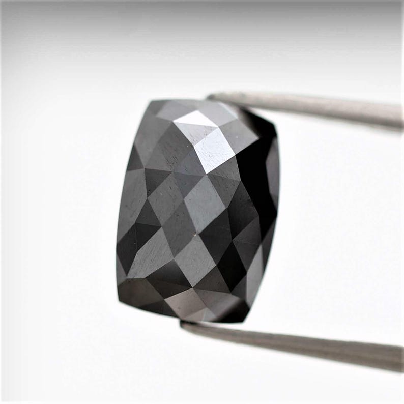 4 Ct Square Rose Cut Black Natural Fancy Diamond
