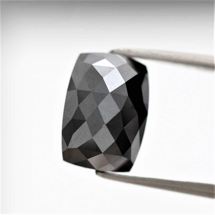 4 Ct Square Rose Cut Black Natural Fancy Diamond