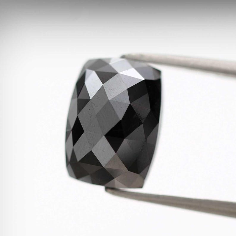 4 Ct Square Rose Cut Black Natural Fancy Diamond