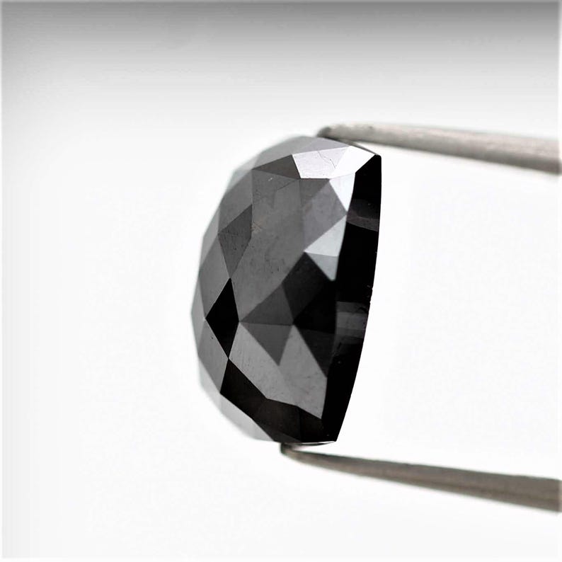 4 Ct Square Rose Cut Black Natural Fancy Diamond