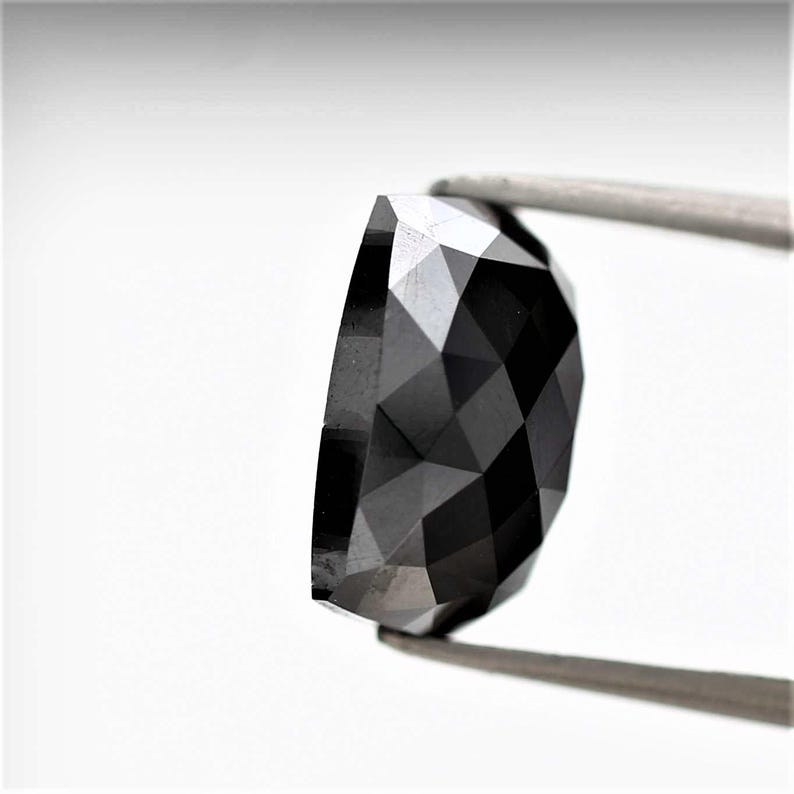 4 Ct Square Rose Cut Black Natural Fancy Diamond