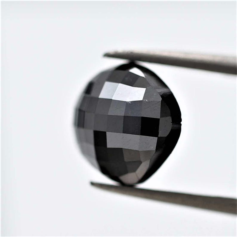 4 Ct Cushion Rose Cut Black Natural Fancy Diamond