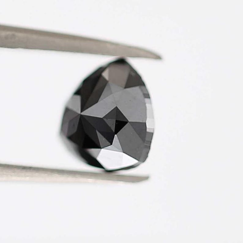 1.03 Ct Triangle Rose Cut Black Natural Fancy Diamond