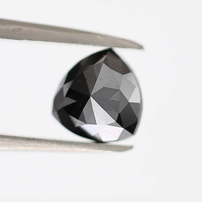 1.03 Ct Triangle Rose Cut Black Natural Fancy Diamond