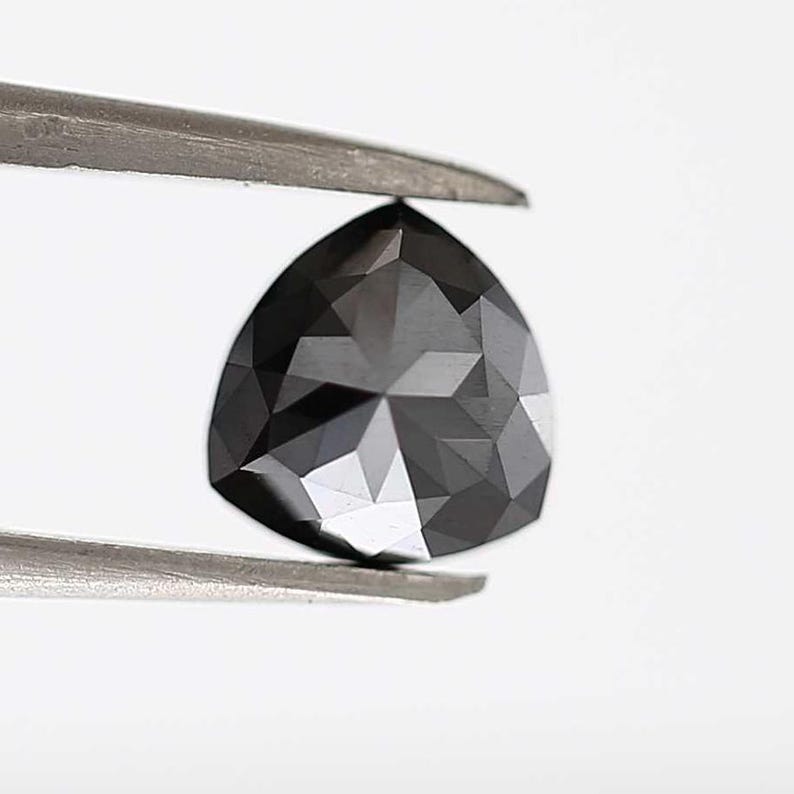 1.03 Ct Triangle Rose Cut Black Natural Fancy Diamond
