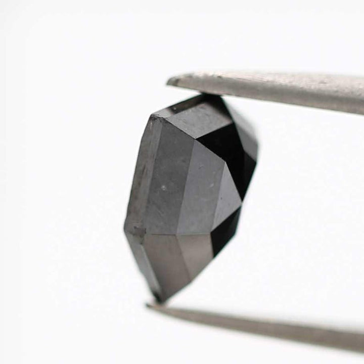 1.03 Ct Shield Rose Cut Black Natural Fancy Diamond