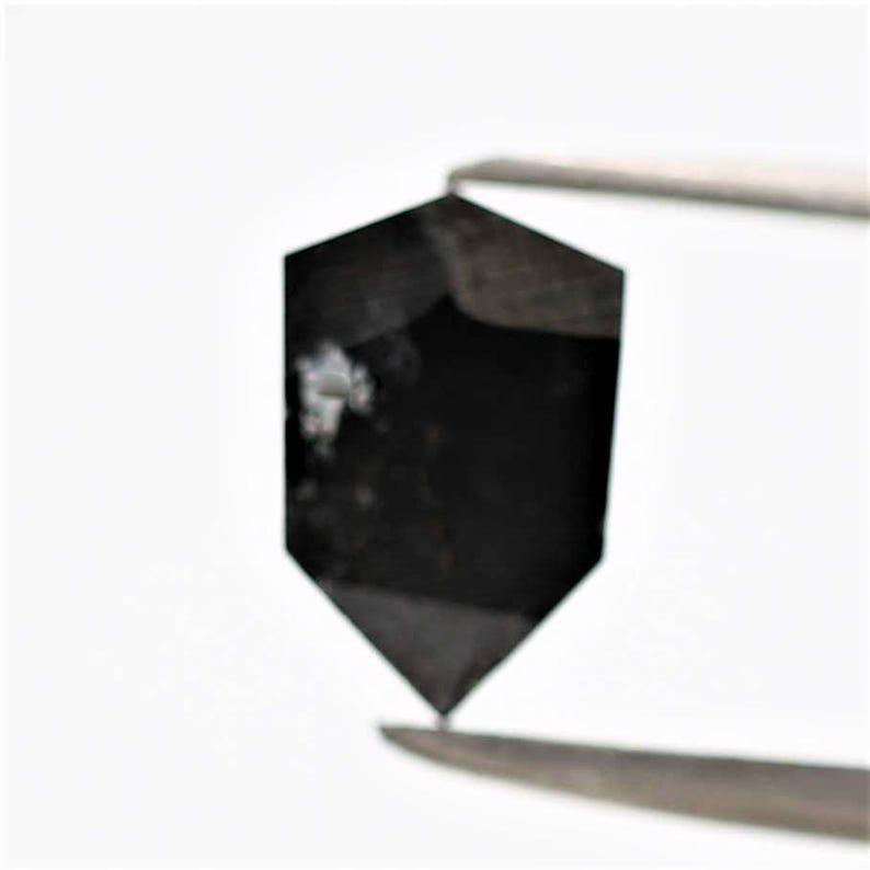 1.03 Ct Shield Rose Cut Black Natural Fancy Diamond