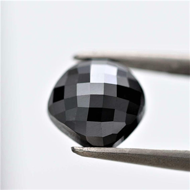 4 Ct Cushion Rose Cut Black Natural Fancy Diamond