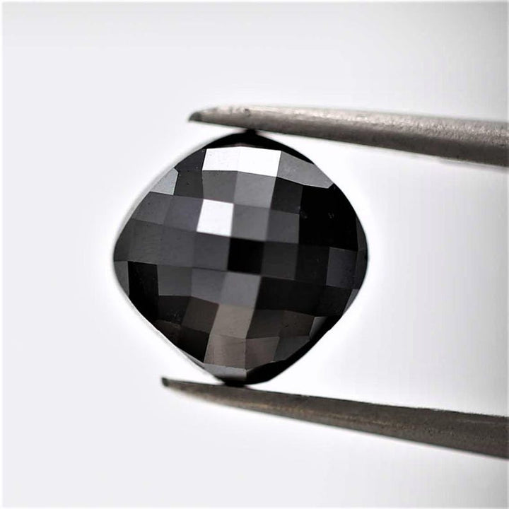 4 Ct Cushion Rose Cut Black Natural Fancy Diamond