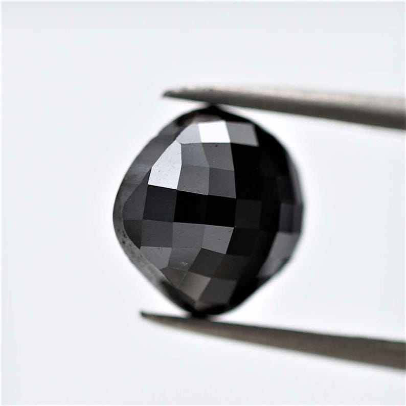 4 Ct Cushion Rose Cut Black Natural Fancy Diamond