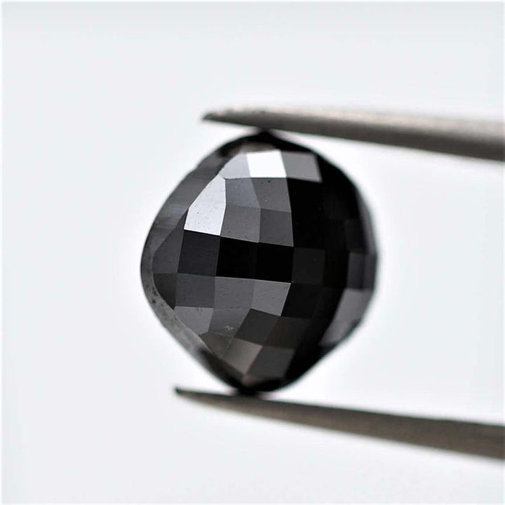 4 Ct Cushion Rose Cut Black Natural Fancy Diamond