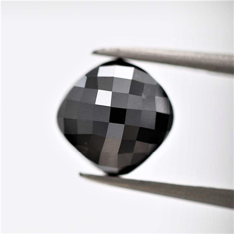 4 Ct Cushion Rose Cut Black Natural Fancy Diamond