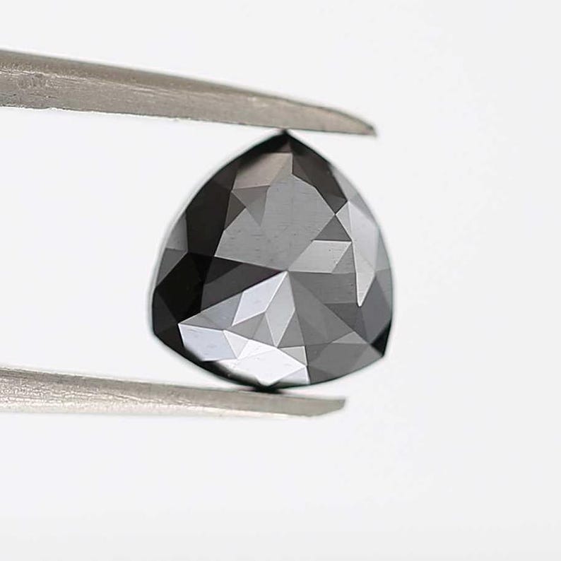 1.03 Ct Triangle Rose Cut Black Natural Fancy Diamond