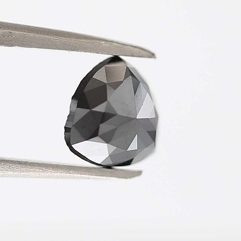 1.03 Ct Triangle Rose Cut Black Natural Fancy Diamond