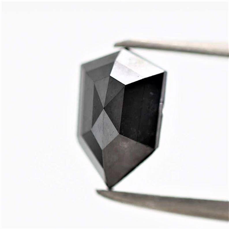 1.03 Ct Shield Rose Cut Black Natural Fancy Diamond