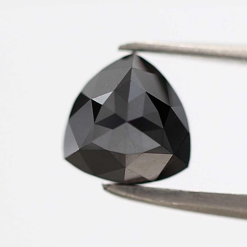 1.60 Ct Triangle Rose Cut Black Natural Fancy Diamond