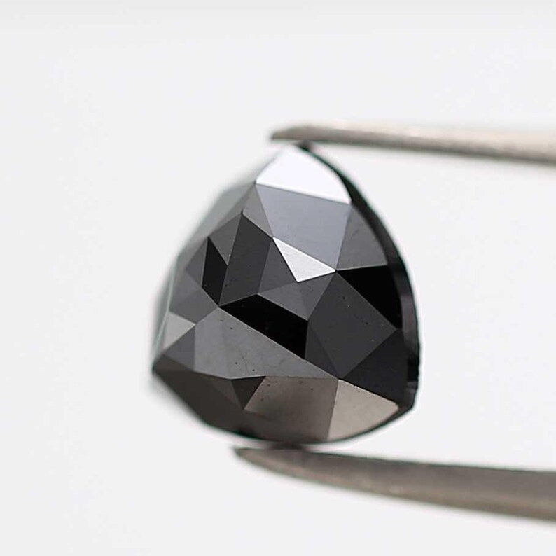 1.60 Ct Triangle Rose Cut Black Natural Fancy Diamond