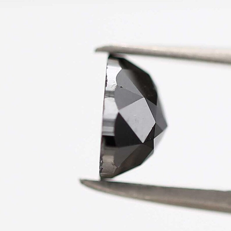1.60 Ct Triangle Rose Cut Black Natural Fancy Diamond