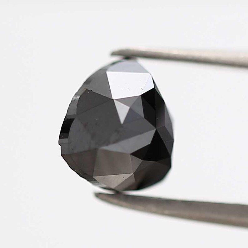 1.60 Ct Triangle Rose Cut Black Natural Fancy Diamond