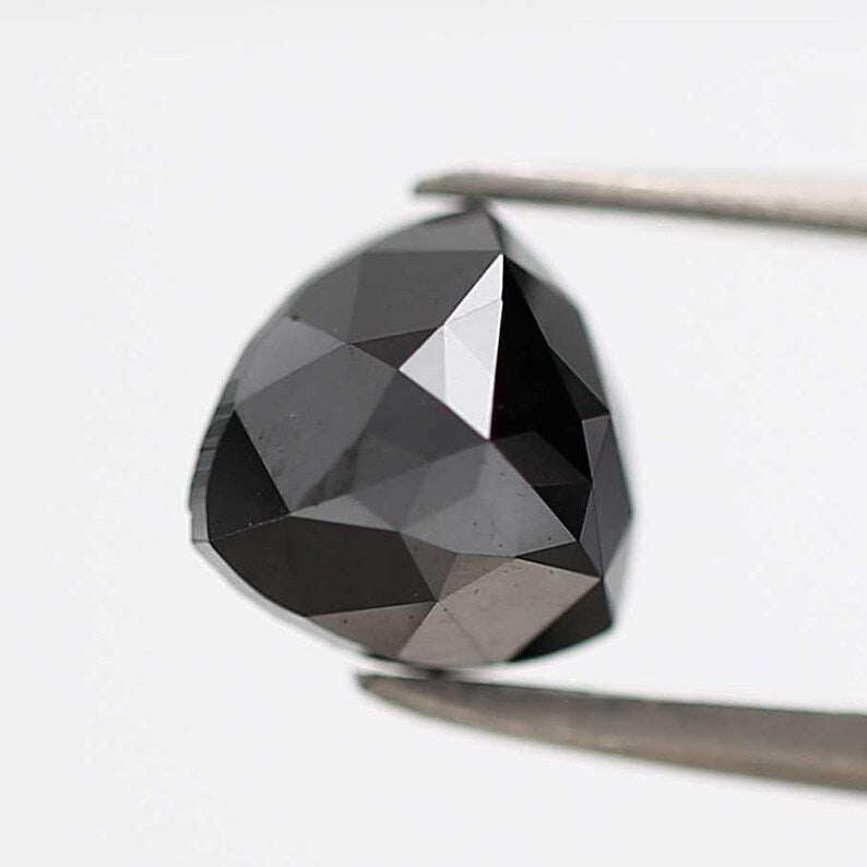 1.60 Ct Triangle Rose Cut Black Natural Fancy Diamond