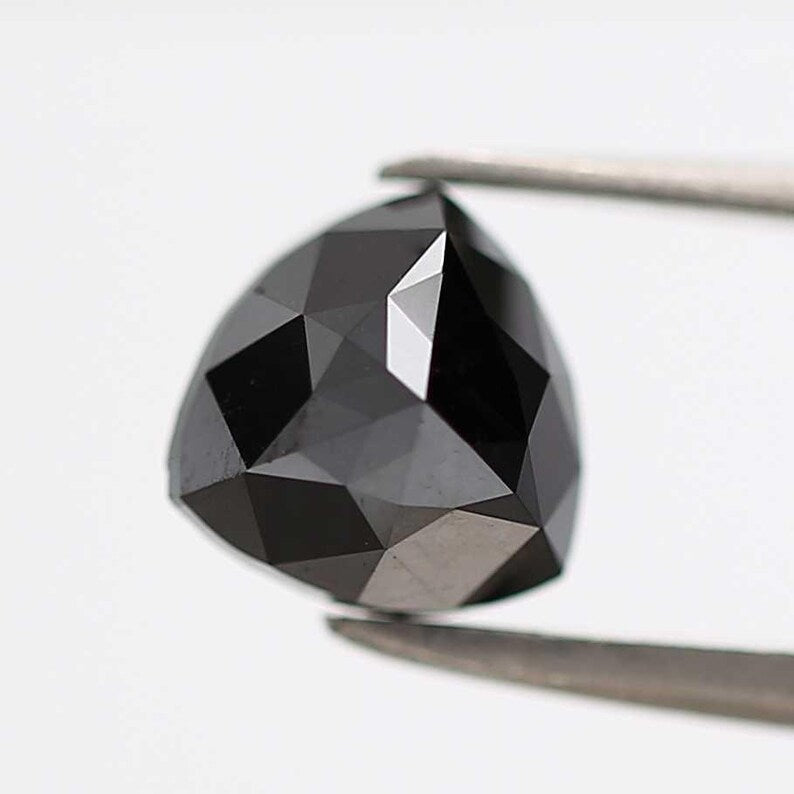 1.60 Ct Triangle Rose Cut Black Natural Fancy Diamond