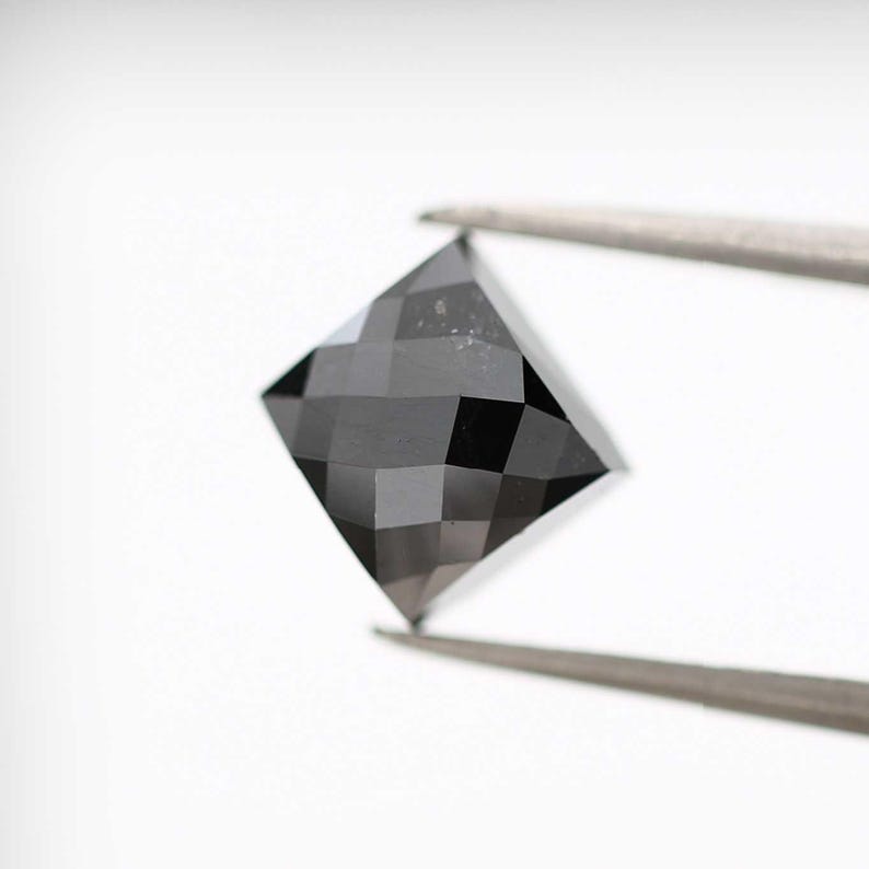 2.65 Ct Square Rose Cut Black Natural Fancy Diamond