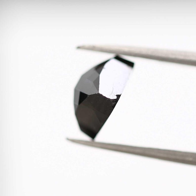 2.65 Ct Square Rose Cut Black Natural Fancy Diamond
