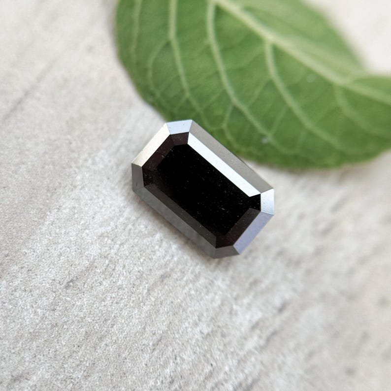 0.35 Ct Emerald Rose Cut Black Natural Minimal Fancy Diamond