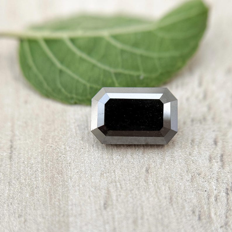 0.35 Ct Emerald Rose Cut Black Natural Minimal Fancy Diamond