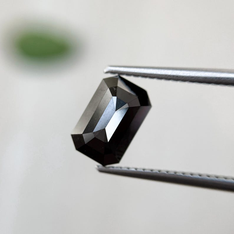 0.35 Ct Emerald Rose Cut Black Natural Minimal Fancy Diamond