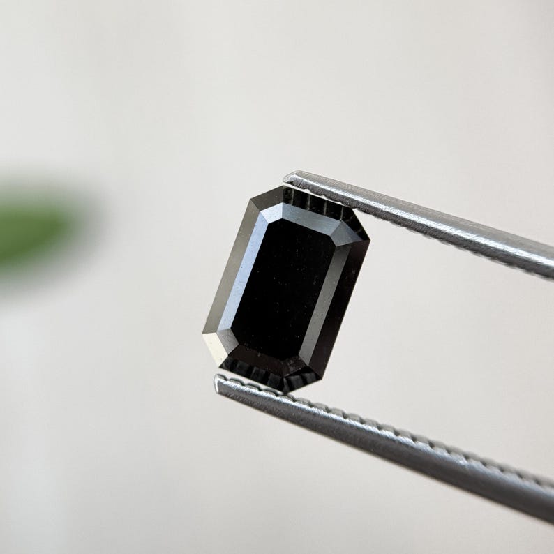 0.35 Ct Emerald Rose Cut Black Natural Minimal Fancy Diamond
