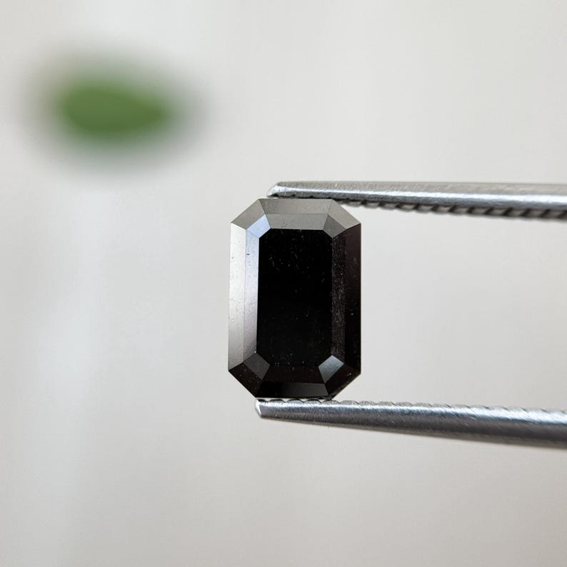 0.35 Ct Emerald Rose Cut Black Natural Minimal Fancy Diamond