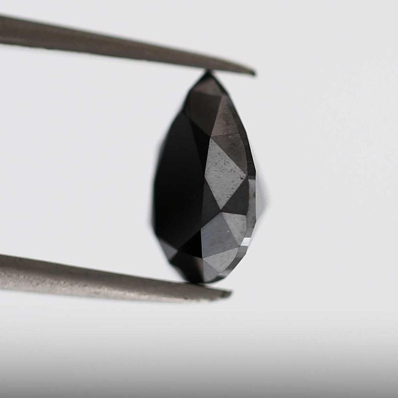 2 Ct Pear Brilliant Cut Black Natural Fancy Diamond