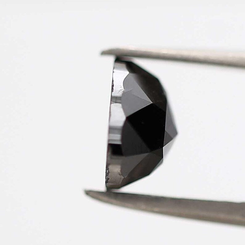 1.60 Ct Triangle Rose Cut Black Natural Fancy Diamond
