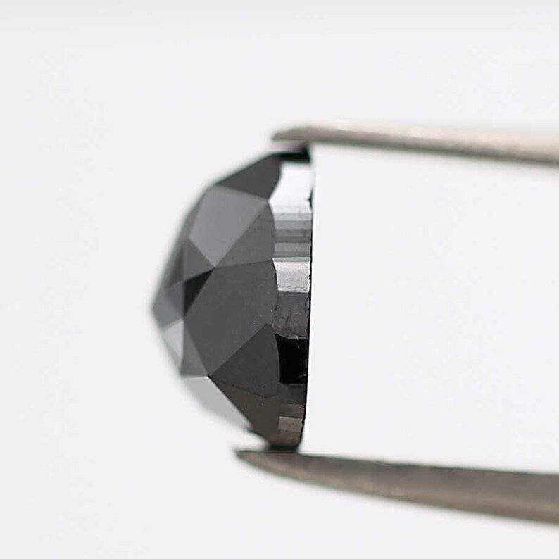 1.60 Ct Triangle Rose Cut Black Natural Fancy Diamond