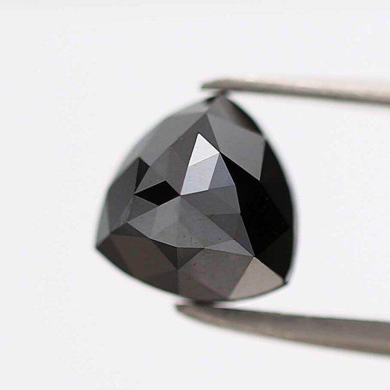1.60 Ct Triangle Rose Cut Black Natural Fancy Diamond