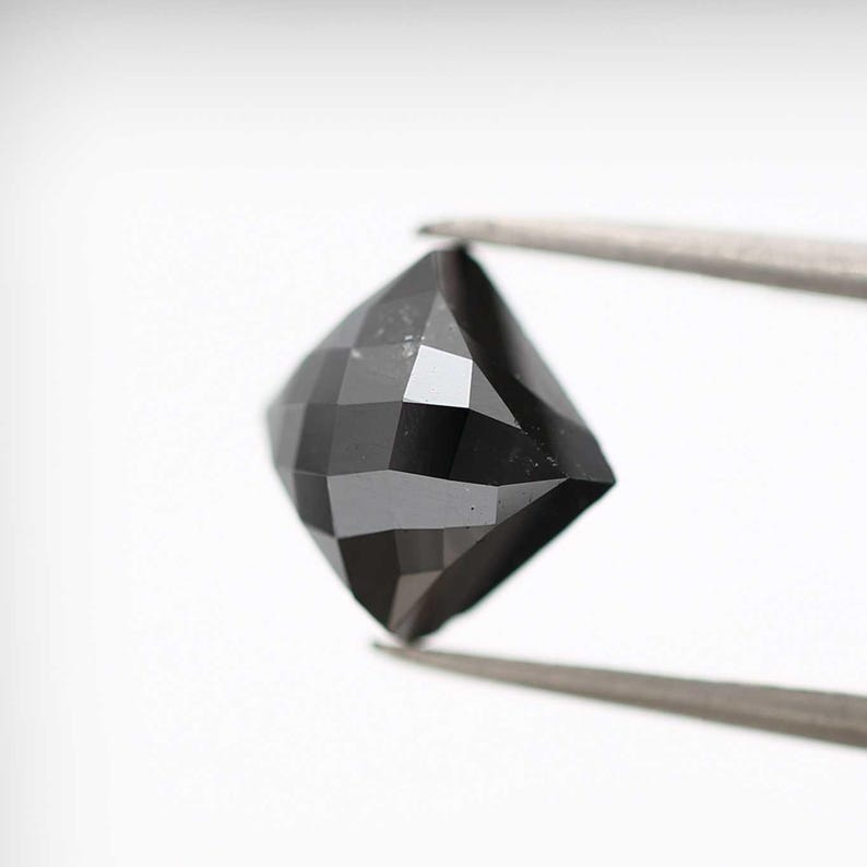 2.65 Ct Square Rose Cut Black Natural Fancy Diamond