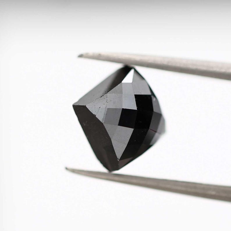 2.65 Ct Square Rose Cut Black Natural Fancy Diamond