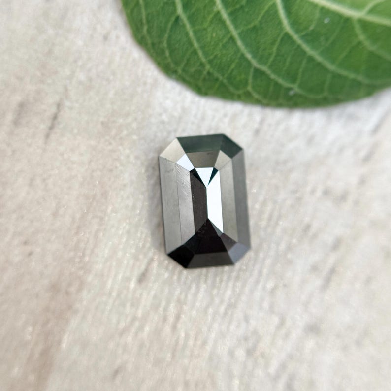 0.35 Ct Emerald Rose Cut Black Natural Minimal Fancy Diamond