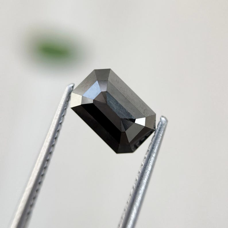 0.35 Ct Emerald Rose Cut Black Natural Minimal Fancy Diamond